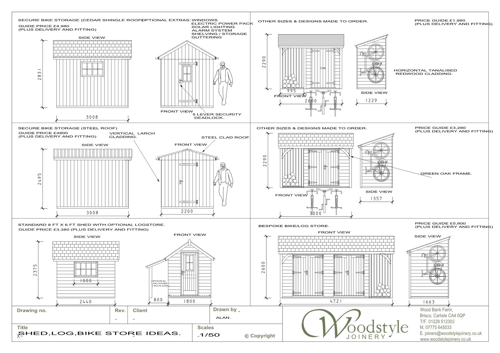 Woodstyle Joinery bike and cycle store designs, from redwood-clad stores to secure oak-framed and steel-roofed bike sheds